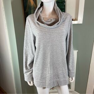 Zenergy Chicos Sz 2 Velour Gray Tiger zebra Striped Cowl Neck Sweater Sweatshirt